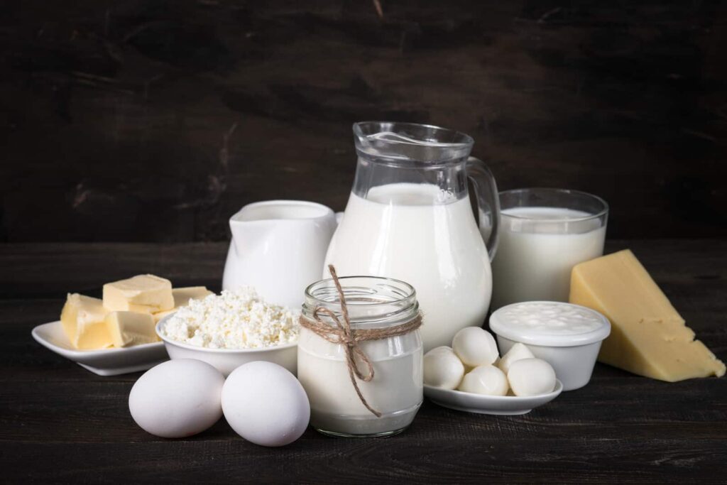 An assortment of dairy products, some of which have undergone UHT pasteurization.
