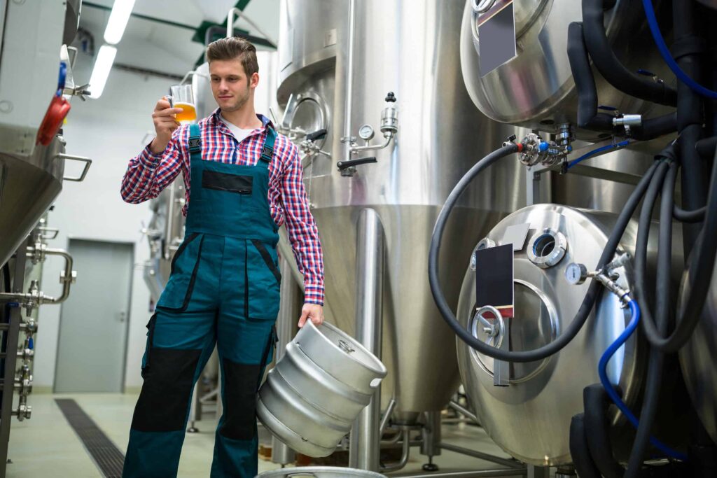 Beer being tested within a brewing factory