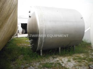 Pfaudler 3,000 Gallon All Stainless Steel Refrigerated Horizontal Cylindrical Storage Tank