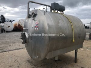 Mojonnier Model M111B, 1,000 Gallon All Stainless Steel Refrigerated Horizontal Cylindrical Storage Tank