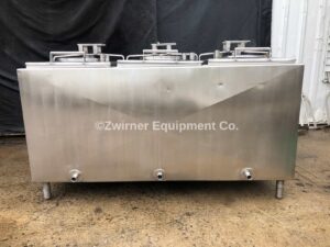 Cherry-Burrell 3-Compartment Stainless Steel Insulated Mix Tank, 100 Gallons Per Compartment, Hinged Tops with Lift Off Covers, Slope Bottom