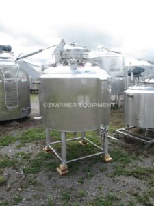 Cherry-Burrell 220 Gallon Dome Top, Dish Bottom 316L Stainless Steel Pressure Wall Aseptic Tank