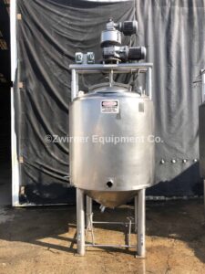 APV 400 Gallon 316L Stainless Steel Dome Top, Cone Bottom, Pressure Wall Processing Tank