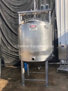APV 400 Gallon 316L Stainless Steel Dome Top, Cone Bottom, Pressure Wall Processing Tank