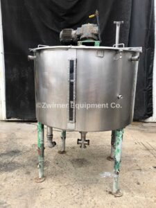 250 Gallon Stainless Steel Bridge and Cover Top, Cone Bottom, Single Shell Mix Tank