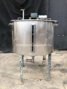 250 Gallon Stainless Steel Bridge and Cover Top, Cone Bottom, Single Shell Mix Tank