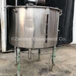 250 Gallon Stainless Steel Bridge and Cover Top, Cone Bottom, Single Shell Mix Tank