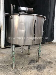 250 Gallon Stainless Steel Bridge and Cover Top, Cone Bottom, Single Shell Mix Tank