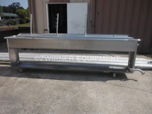 Sani-Matic 10′ Stainless Steel Wash Tank with Stainless Steel Pipe Rack