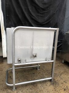 100 Gallon Stainless Steel Rectangular Single Shell CIP Tank, Open Top with Lift Off Cover, Slope Bottom