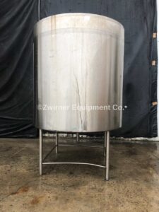 1,000 Gallon Stainless Steel Single Shell CIP Tank, Flat Top with Manway, Flat Bottom