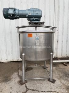 Cherry-Burrell 300 Gallon Stainless Steel Single Shell Mix Tank, Open Top, Cone Bottom
