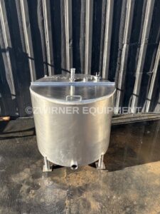 100 Gallon Stainless Steel PMO Legal Balance Tank, 1/2 Closed Top with Hinged Cover