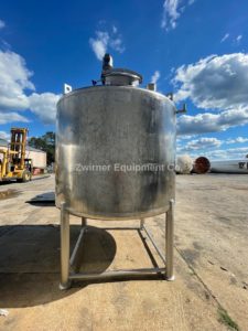 Custom Metalcraft Model 1131300, 1,500 Gallon Stainless Steel Dome Top, Dish Bottom, Single Shell Mix Tank