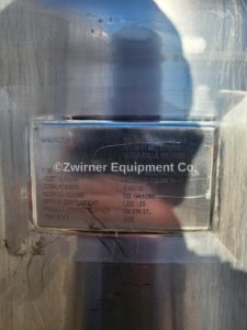 Feldmeier 500 Gallon Stainless Steel Single Shell Mix Tank, Dome Top, Cone Bottom