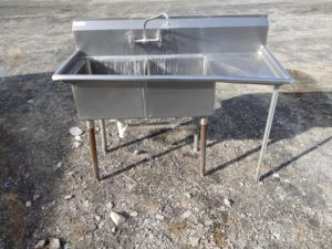 STAINLESS STEEL DOUBLE WASH SINK W/ BACKSPLASH