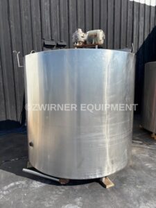 1,000 GALLON STAINLESS STEEL BRIDGE AND COVER TOP, SLOPE BOTTOM, JACKETED PROCESSOR