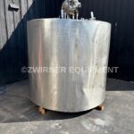 1,000 GALLON STAINLESS STEEL BRIDGE AND COVER TOP, SLOPE BOTTOM, JACKETED PROCESSOR
