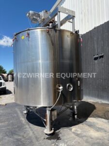2,000 GALLON BRIDGE AND COVER TOP SHALLOW CONE BOTTOM STAINLESS STEEL INSULATED MIX TANK