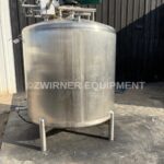 750 GALLON DOME TOP, SLOPE BOTTOM, VERTICAL STAINLESS STEEL SINGLE SHELL TANK