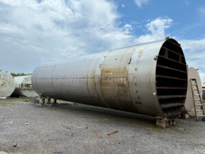 30,000 GALLON ALL STAINLESS STEEL JACKETED VERTICAL SILO TYPE STORAGE TANK