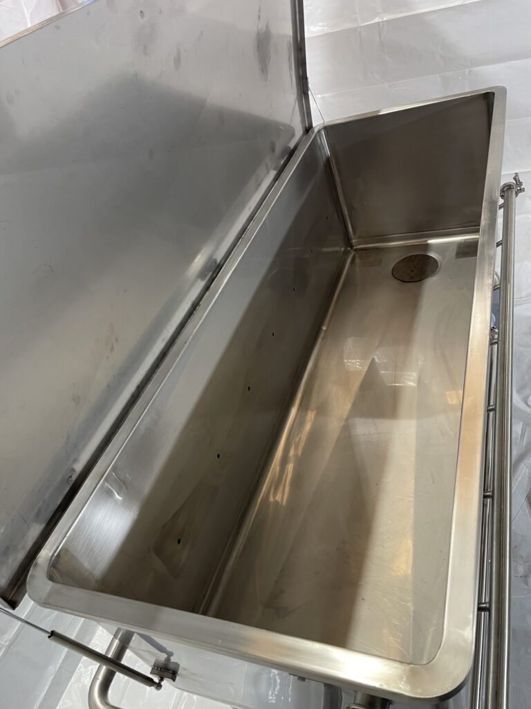 Inside the stainless steel COP tank tub